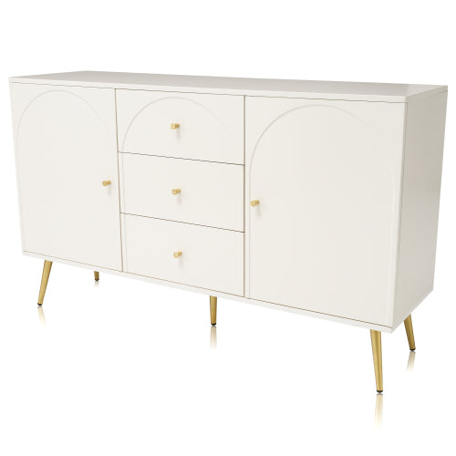 Cream Arched Sideboard with Gold Legs, 140cm