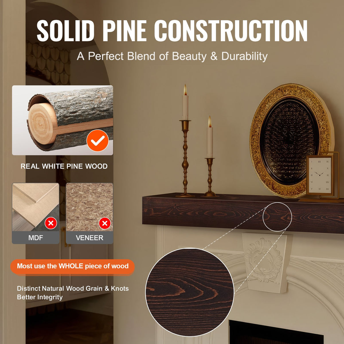 Floating mantel shelf