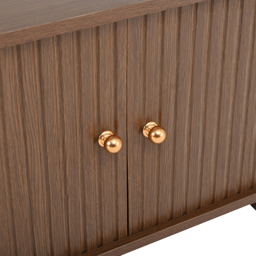 Oval Coffee Table with Sliding Doors – Oak