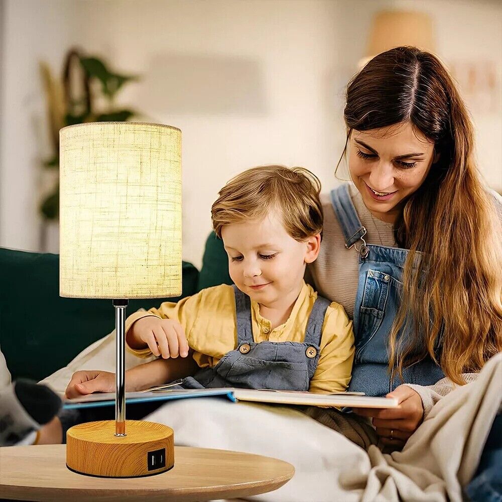 Touch bedside lamp with USB ports