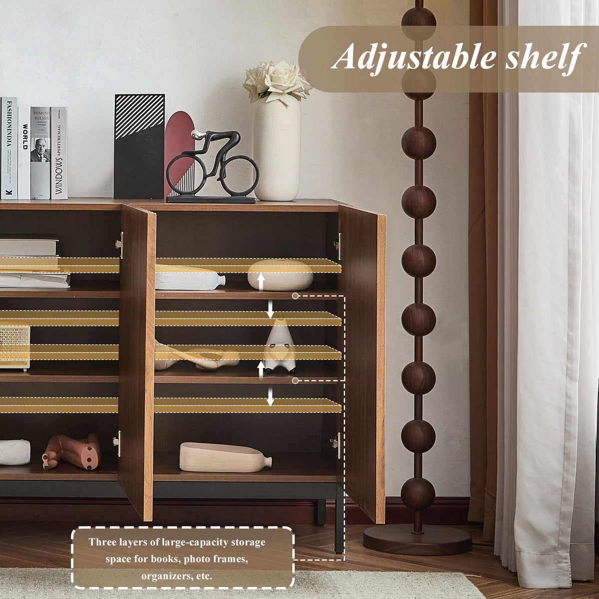 Wave front dark oak sideboard