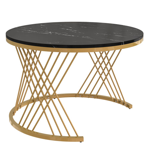 Round Nesting Coffee Tables – Marble Effect & Gold