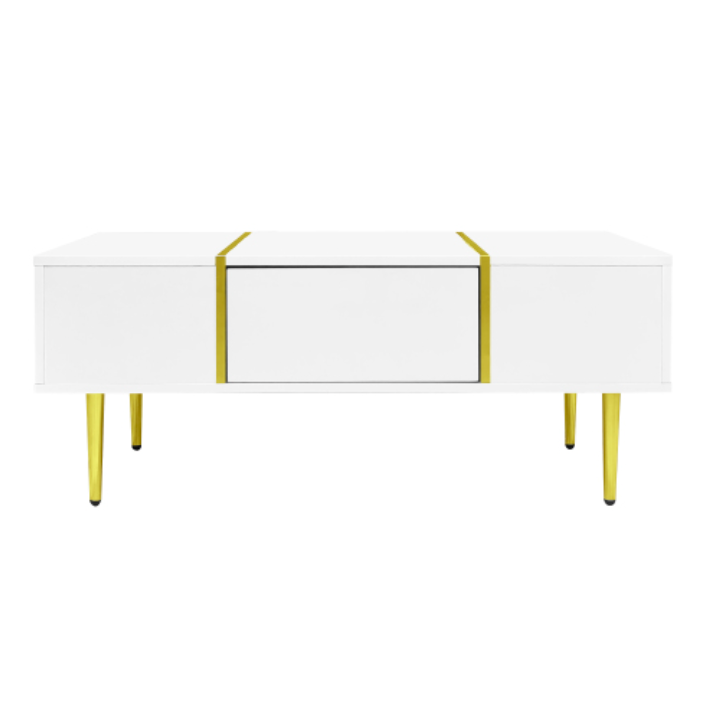 White Gloss Coffee Table with Gold Trim