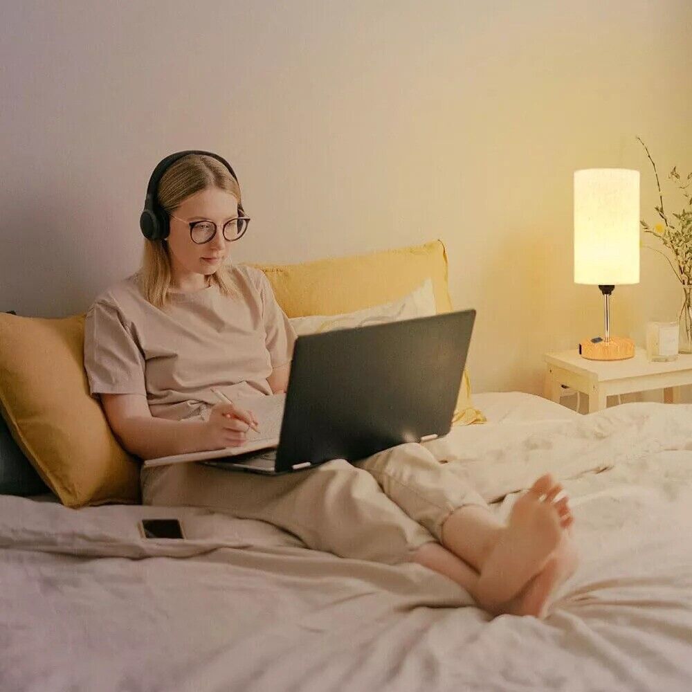 Touch bedside lamp with USB ports