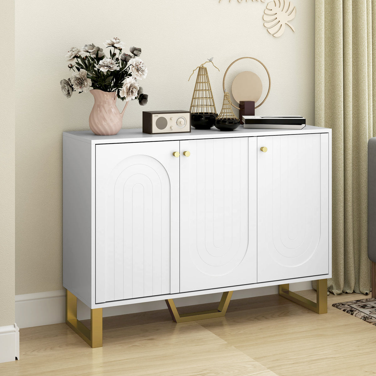 White Sideboard with Gold Legs