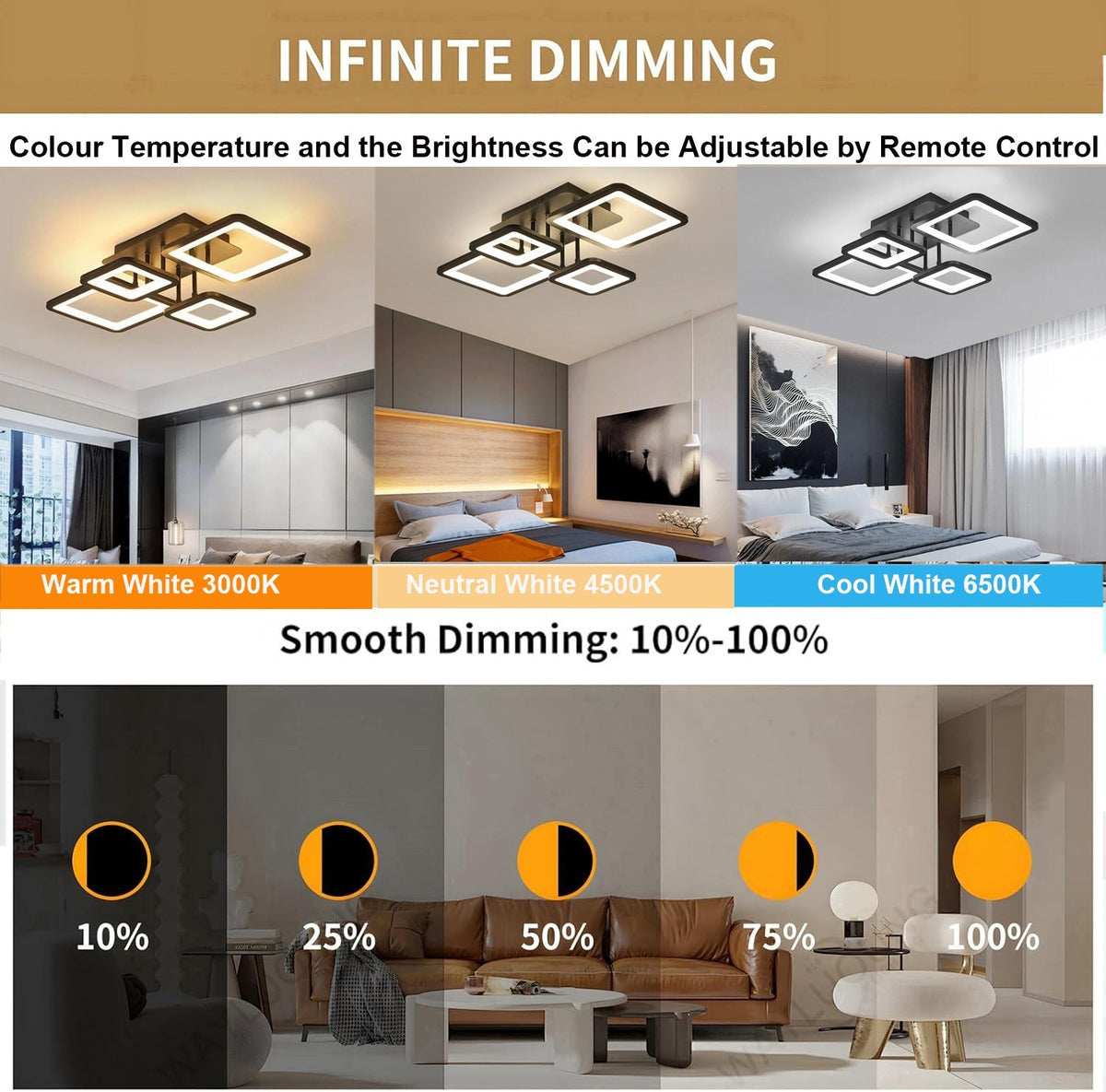Black tiered LED ceiling light