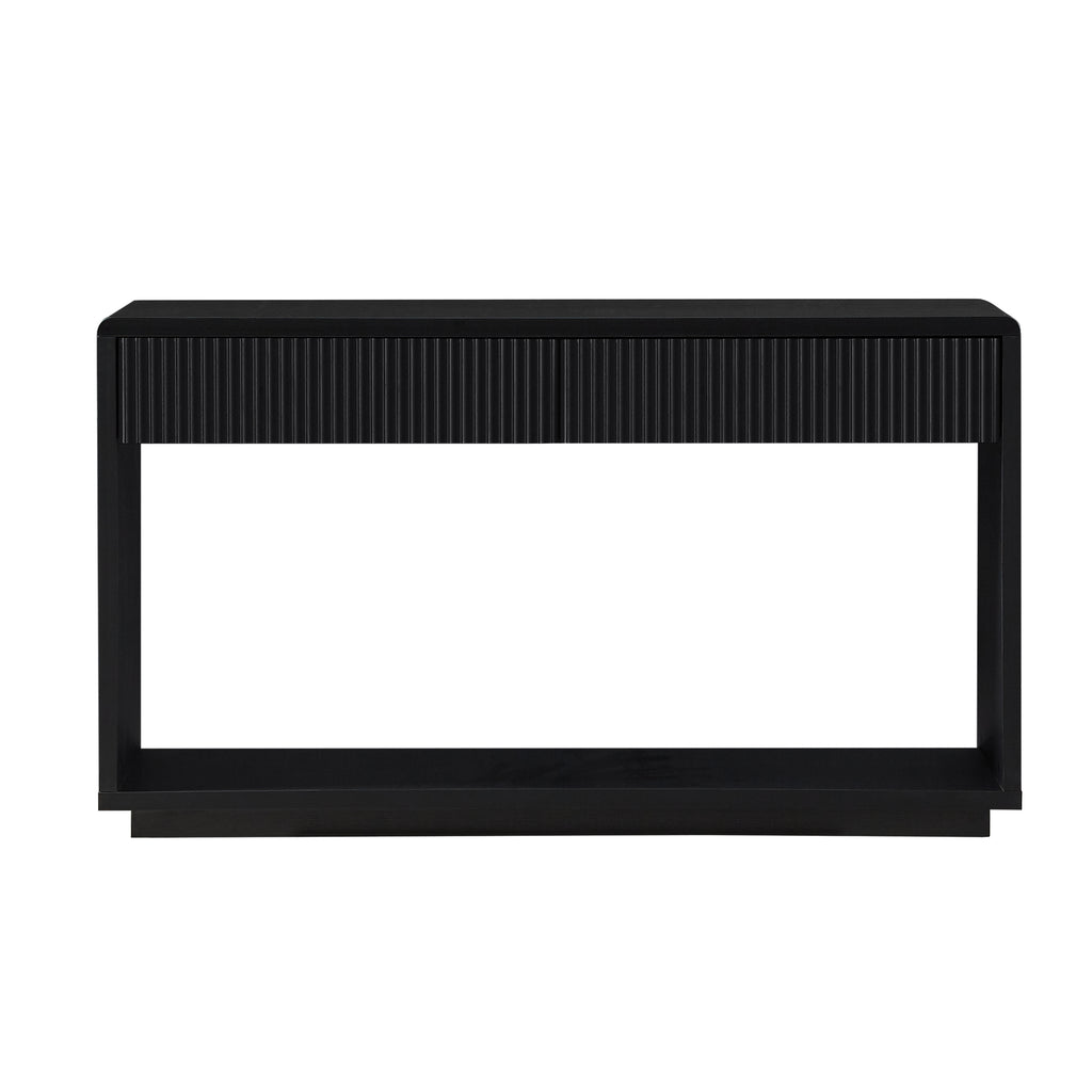 Fluted Black Console Cabinet with Drawers, 150cm