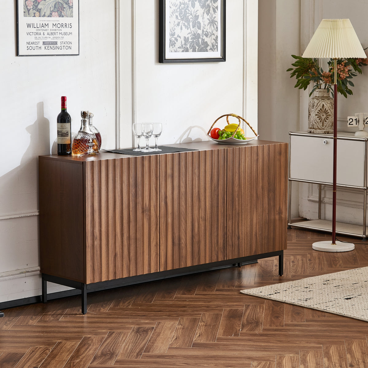 Wave front dark oak sideboard