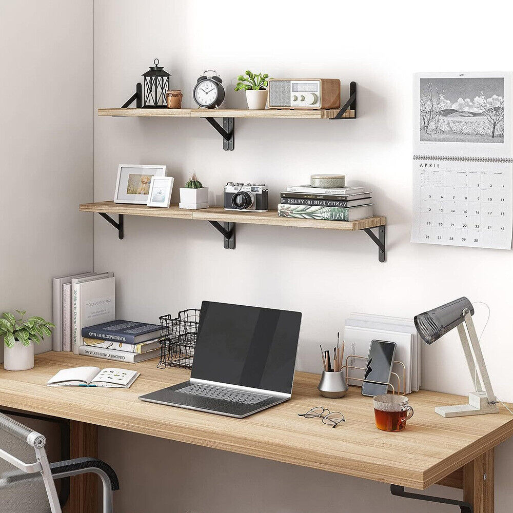 Rustic Wooden Floating Shelves – Set of 4